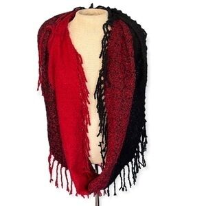 Britts Knits Fringe Benefits Infinity Scarf black and red